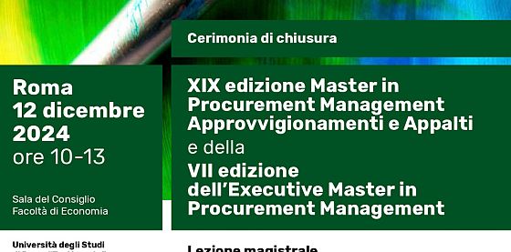 Cerimonia di chiusura XIX edizione Master Procurement Management e VIII edizione Executive Master